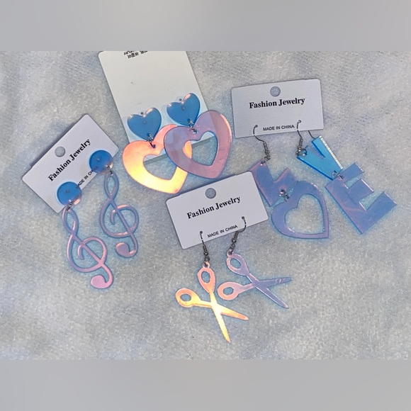 🎼Music Earrings🎼-New/Fun/Large/Iridescent/Plastic/Hippie/Rainbow/Party/Fun/Luv - Picture 7 of 12